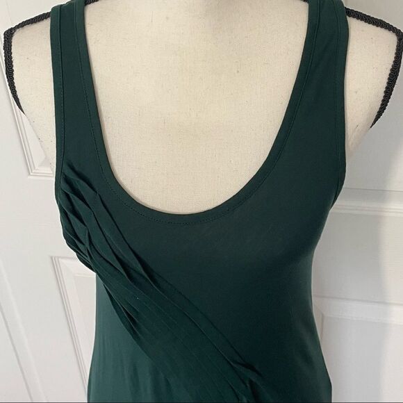 Gap Forest Green Sleeveless Pleated Draped Tapered Hem Tank Top, Medium - Picture 2 of 13